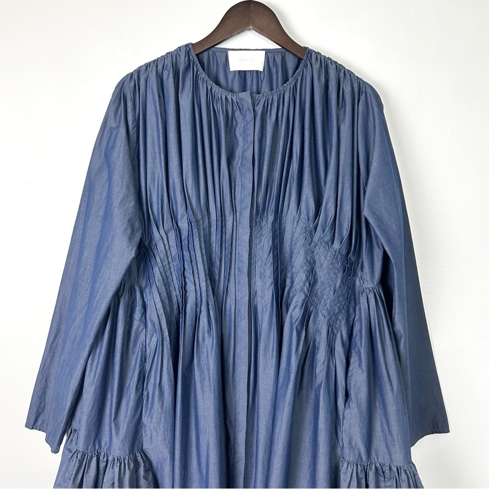 Merlette Martel Pleated Dress in Dark Chambray - Picture 2 of 9